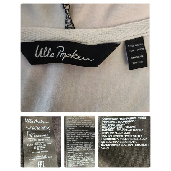Ulla Popken Sz 16/18 Hoodie Partial Zipper Graphic Pattern Black Red White NWOT - Picture 4 of 5